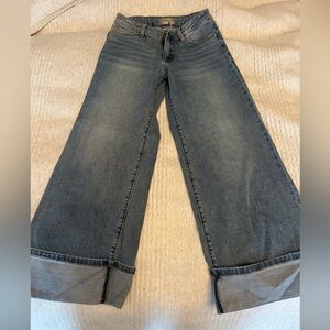 Kut from the Kloth Meg Fab Ab High Waist Cuffed Hem Wide Leg Jeans